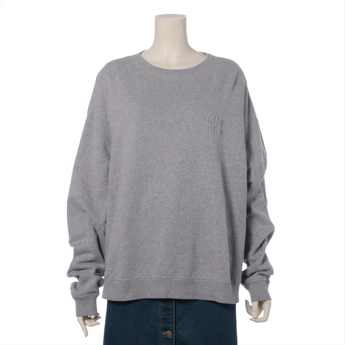 ミュウミュウ 23年 コットン スウェット M レディース グレー MJL864