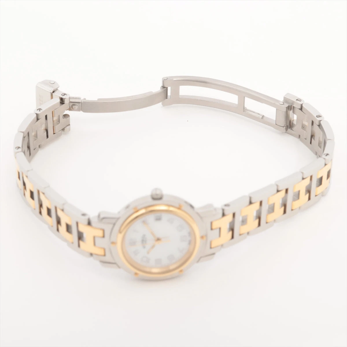 エルメス クリッパーナクレ CL4.220 SS×GP QZ シェル文字盤 A3025194