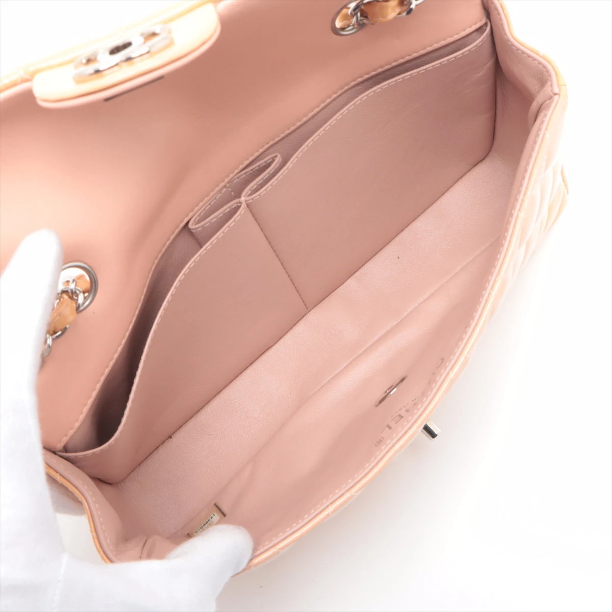 シャネル パテントレザー ロゴ 2way バッグ ベージュ 個包装】シャネル ココマーク パテントレザー バニティバッグ