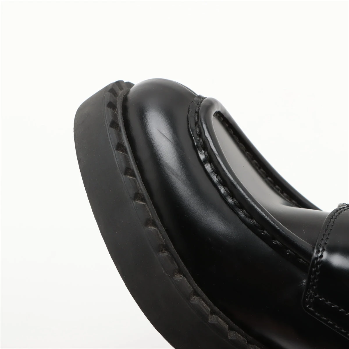 プラダ チョコレート レザー ローファー 38 レディース ブラック