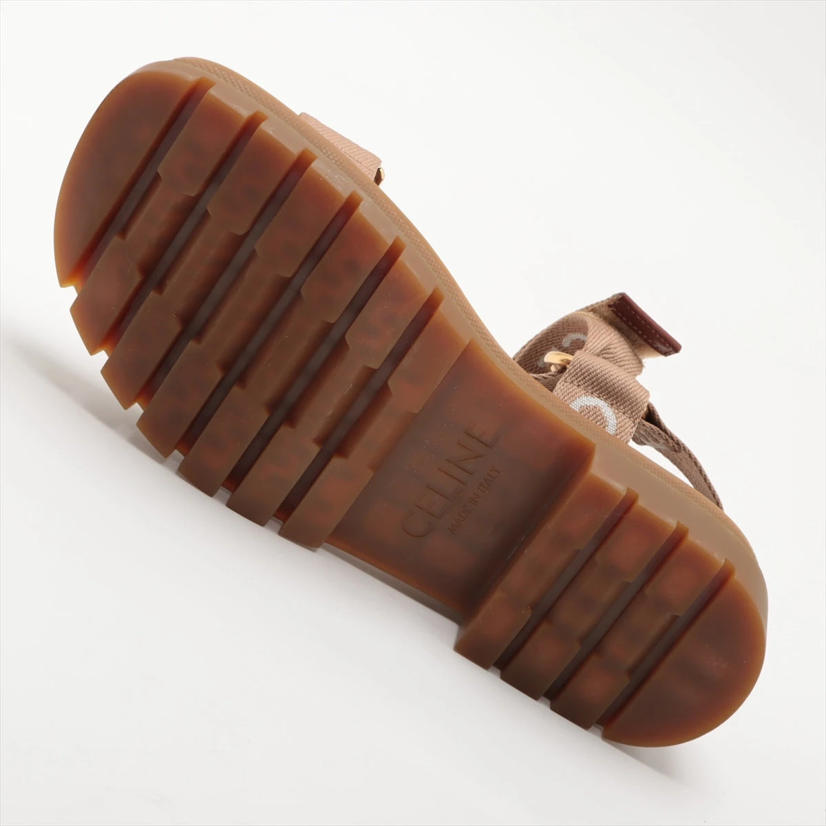 セリーヌ レオ ストラッピー レザー×ファブリック サンダル 40