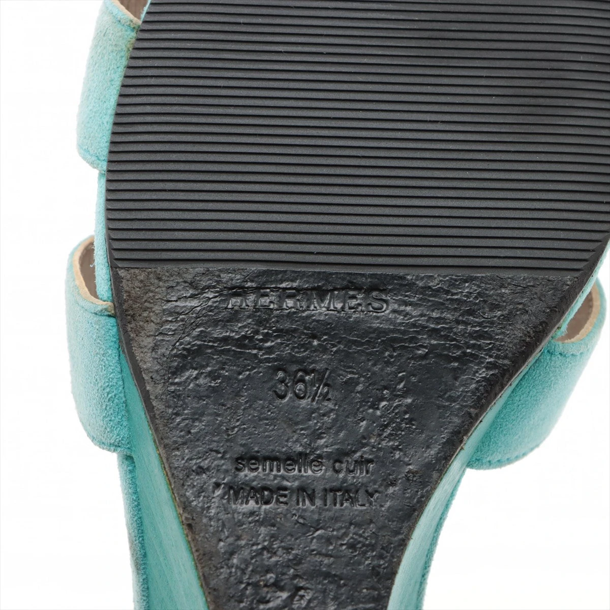 エルメス レジェンド レザー×スエード ウェッジソールサンダル 36.5