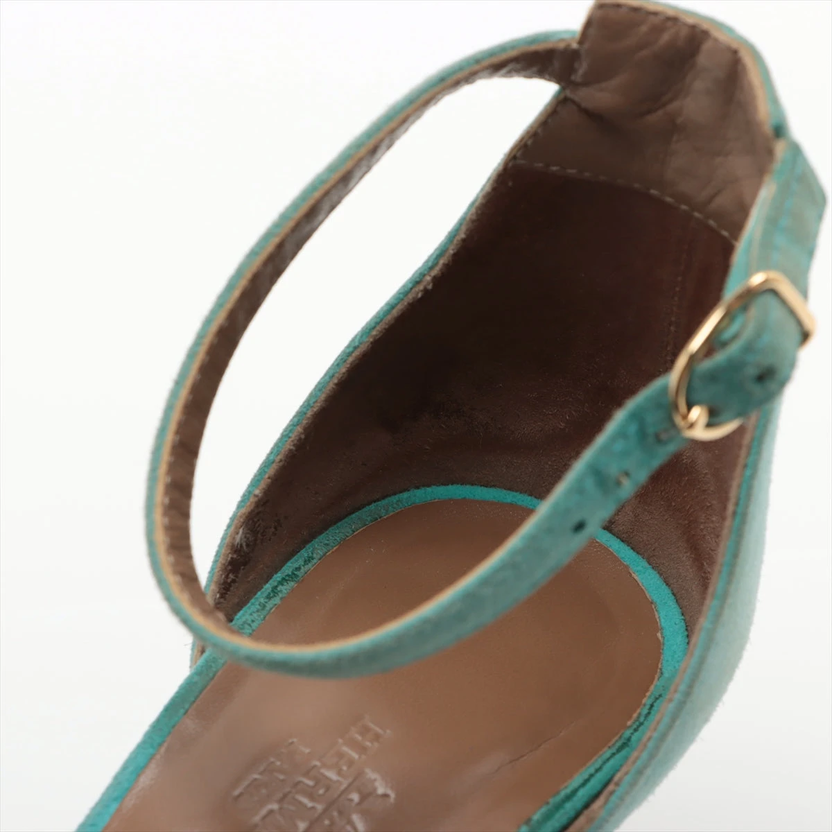 エルメス レジェンド レザー×スエード ウェッジソールサンダル 36.5