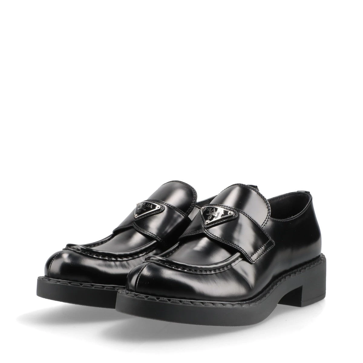 確実正規品 プラダ チョコレート ブラッシュドレザー ローファー Prada 直営店 チョコレート ブラッシュドレザー ローファー