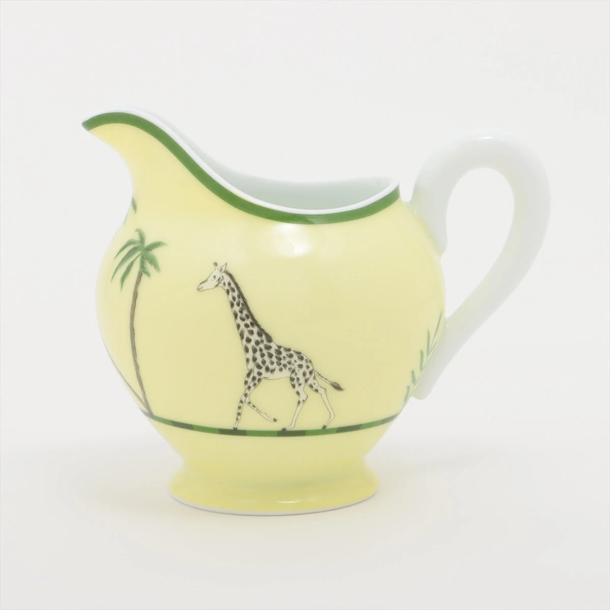 エルメス アフリカ ミルクポット 陶器 イエロー×グリーン ダチョウ