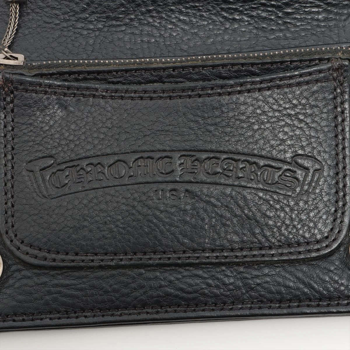 クロムハーツ 1ZIP ウォレット 素材表記なし ブラック×シルバー クロス