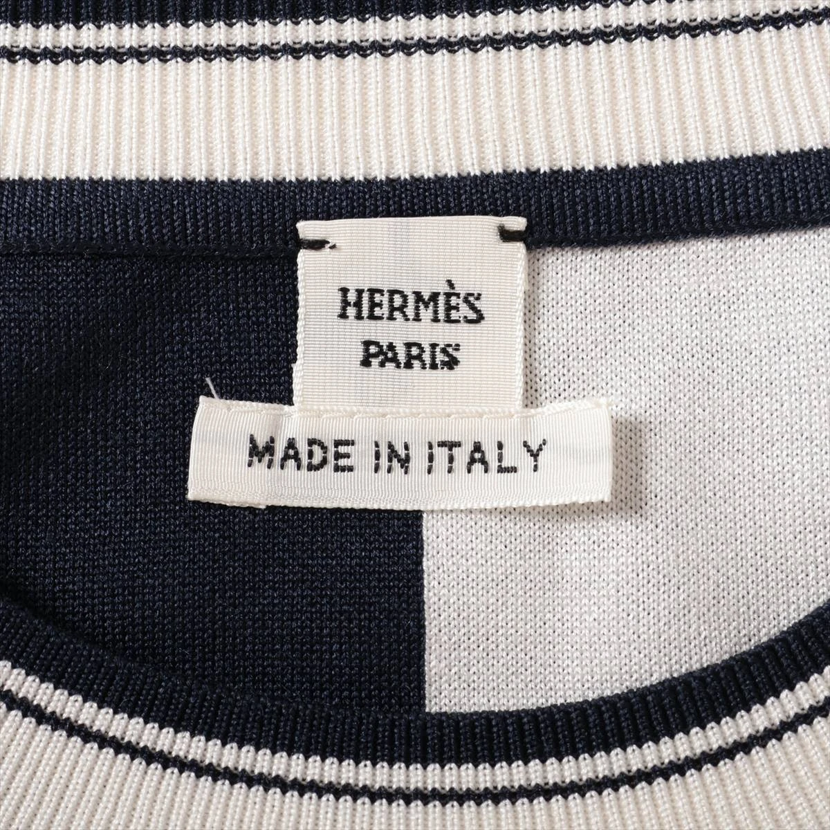 エルメス 24SS シルク×ナイロン ワンピース 38 レディース ネイビー