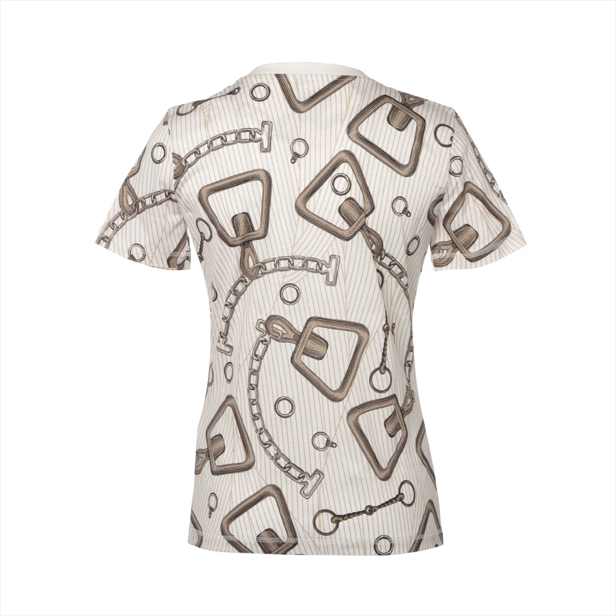 HERMES コットン Tシャツ サイズ36 エルメス コットン Tシャツ 36 レディース ホワイト×ブラウン