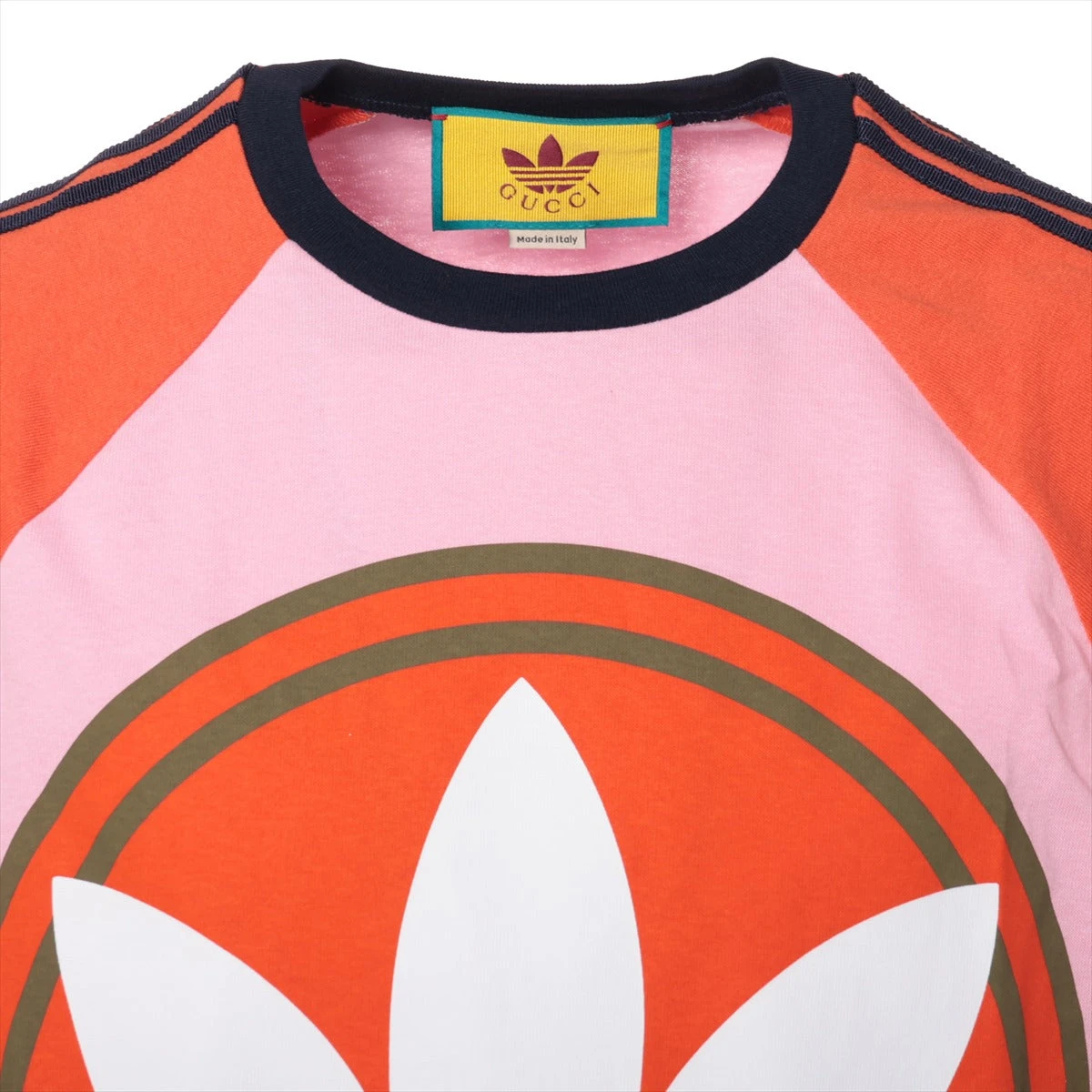グッチ×アディダス コットン Tシャツ S メンズ オレンジ×ピンク 722927  