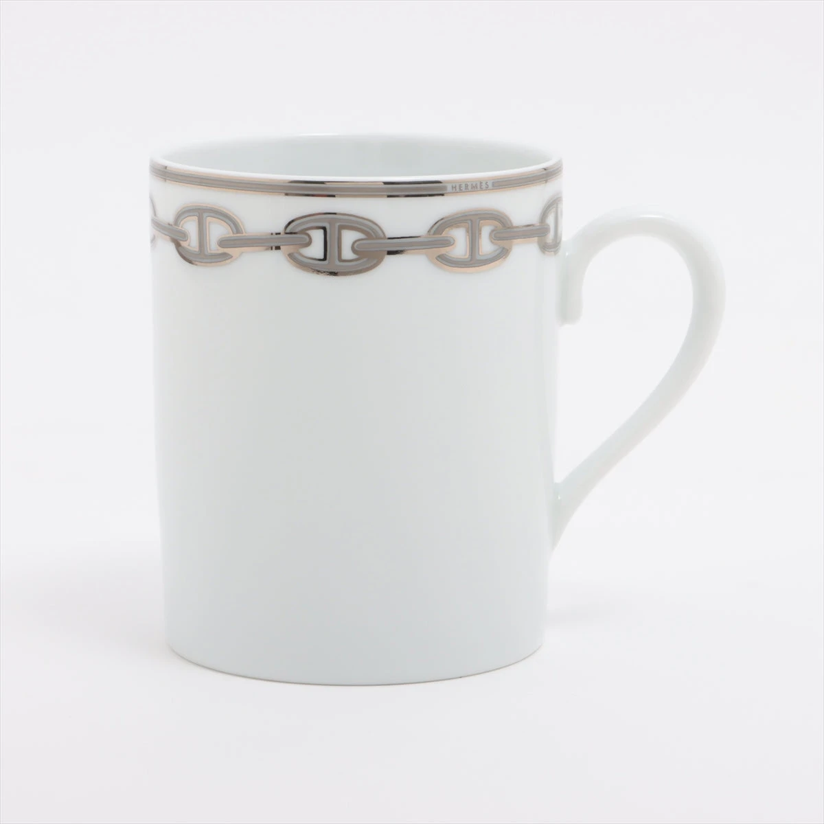 エルメス シェーヌダンクル マグカップ 陶器 ホワイト×シルバー 