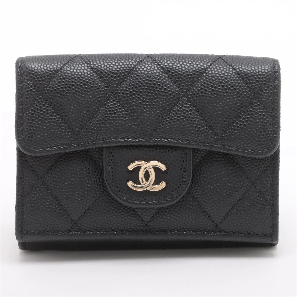 シャネル マトラッセ キャビアスキン コンパクトウォレット