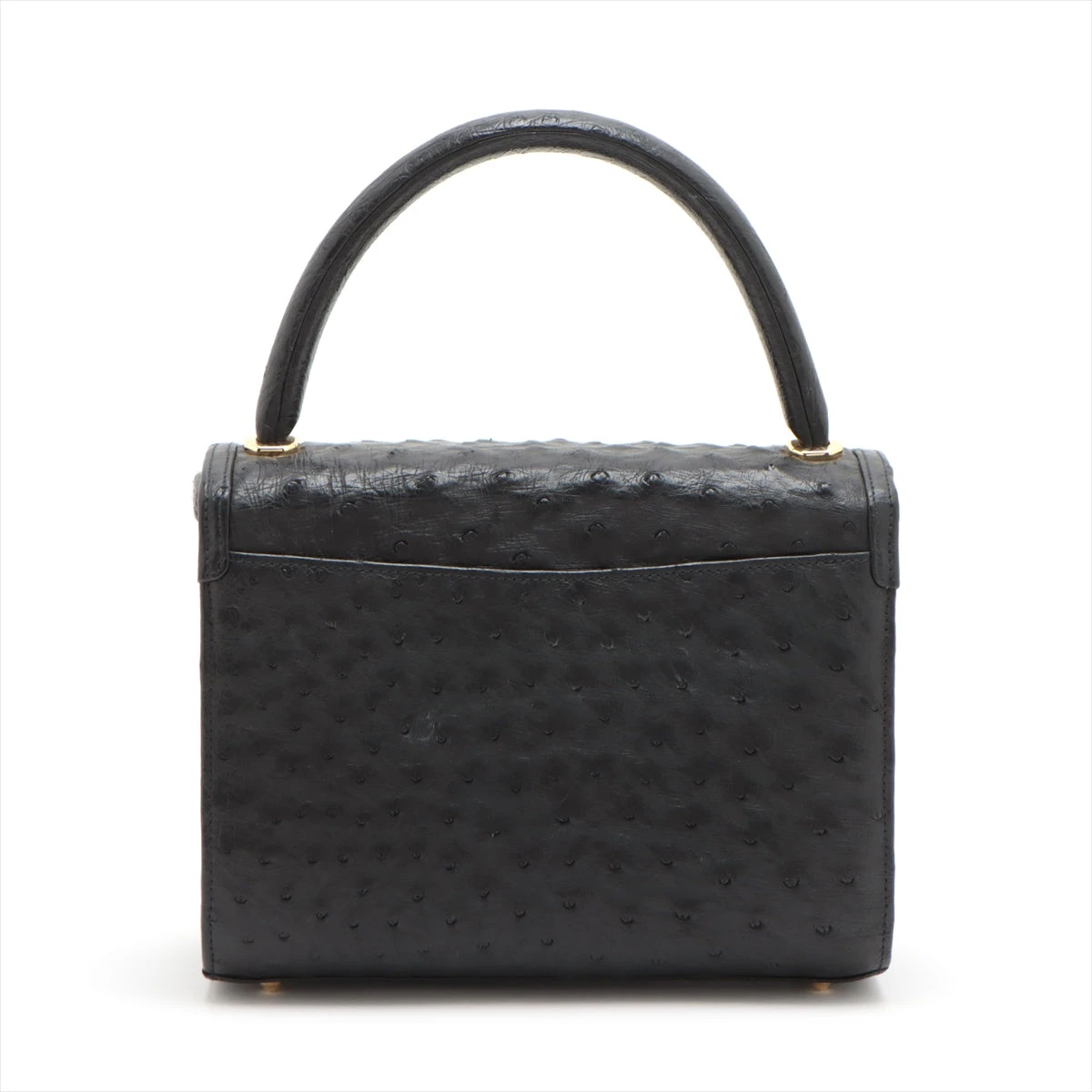 美品！L.VANNINI オーストリッチ　ハンドバッグ　ブラック オーストリッチ ハンドバッグ : なんでも鑑定局ヤフーショップ