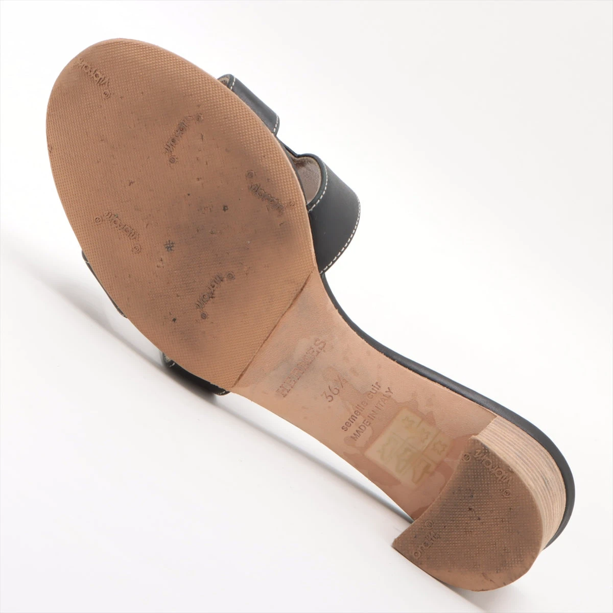 エルメス オアジス レザー サンダル 36 1/2 レディース ブラック