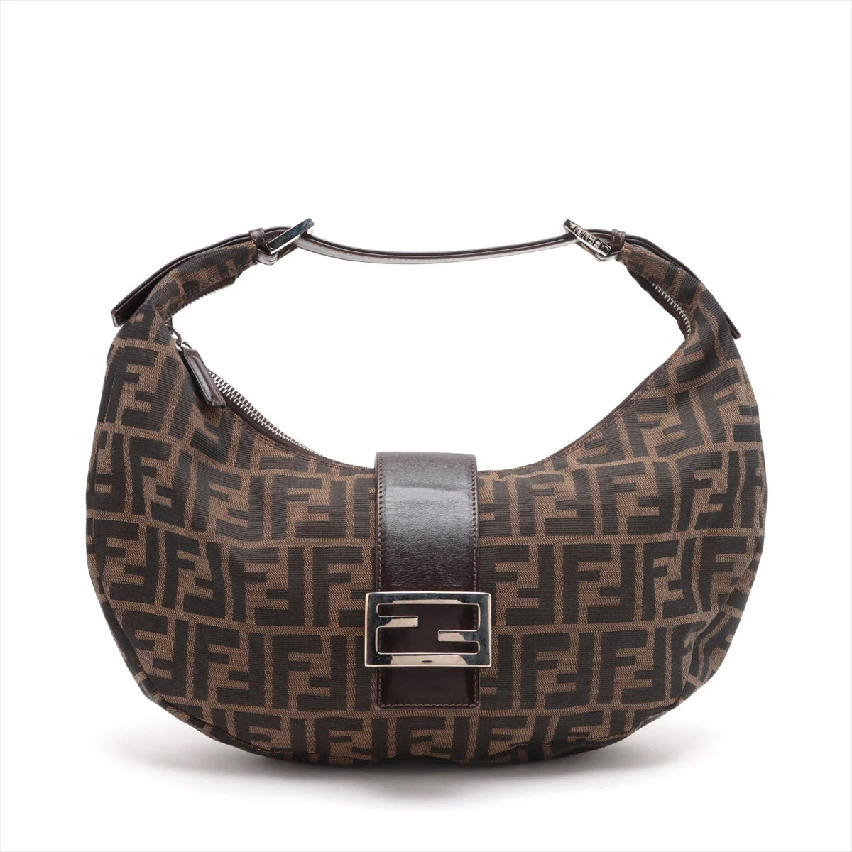 フェンディ ズッカ クロワッサン キャンバス×レザー ショルダー