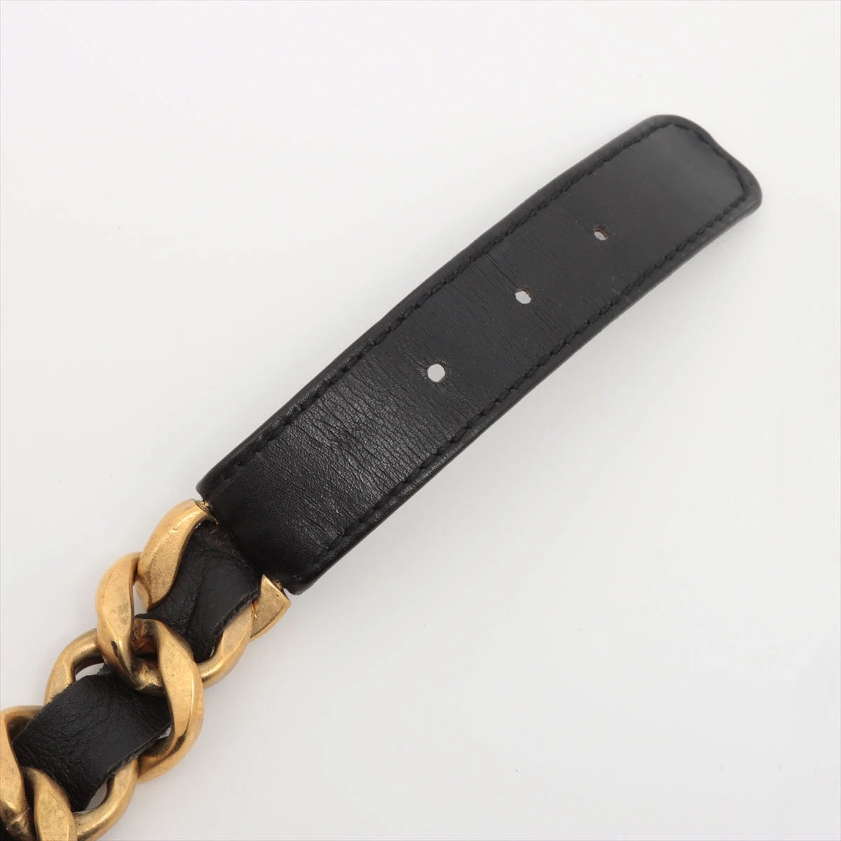 J&R チェーンベルト ゴールド×ブラック ロゴボタン付き 82cm J&M Davidson DAVIDSON ボニー ミニ ベルト BONNY MEDIUM BELT