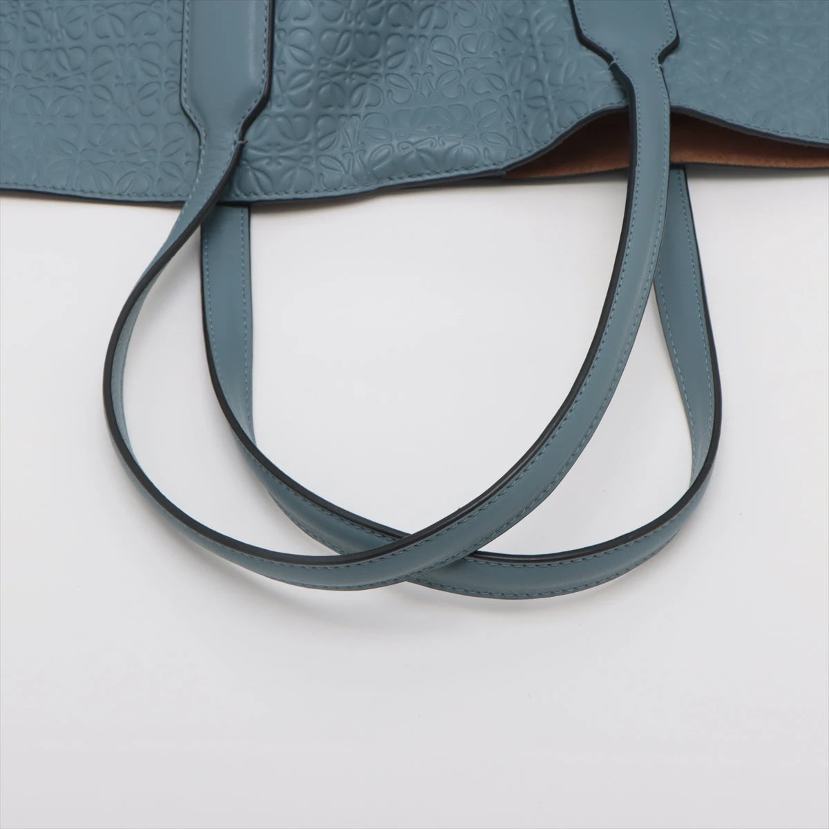 ロエベ リピートアナグラム レザー トートバッグ ブルー AP083395