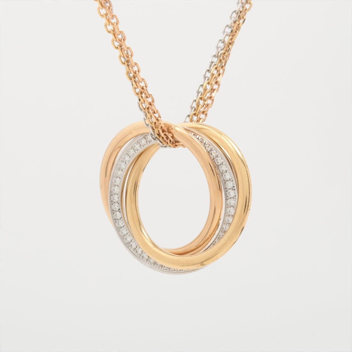 カルティエ トリニティ パヴェ ダイヤ ネックレス 750(YG×PG×WG) 21.3g