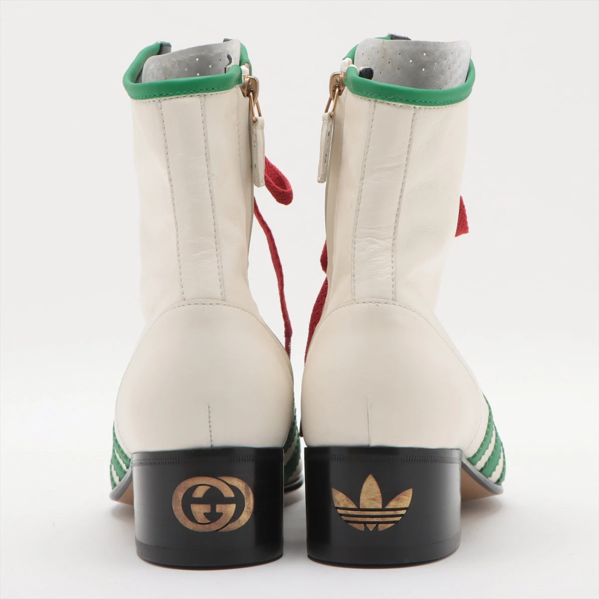 グッチ×アディダス レザー ブーツ 7 メンズ ホワイト×グリーン