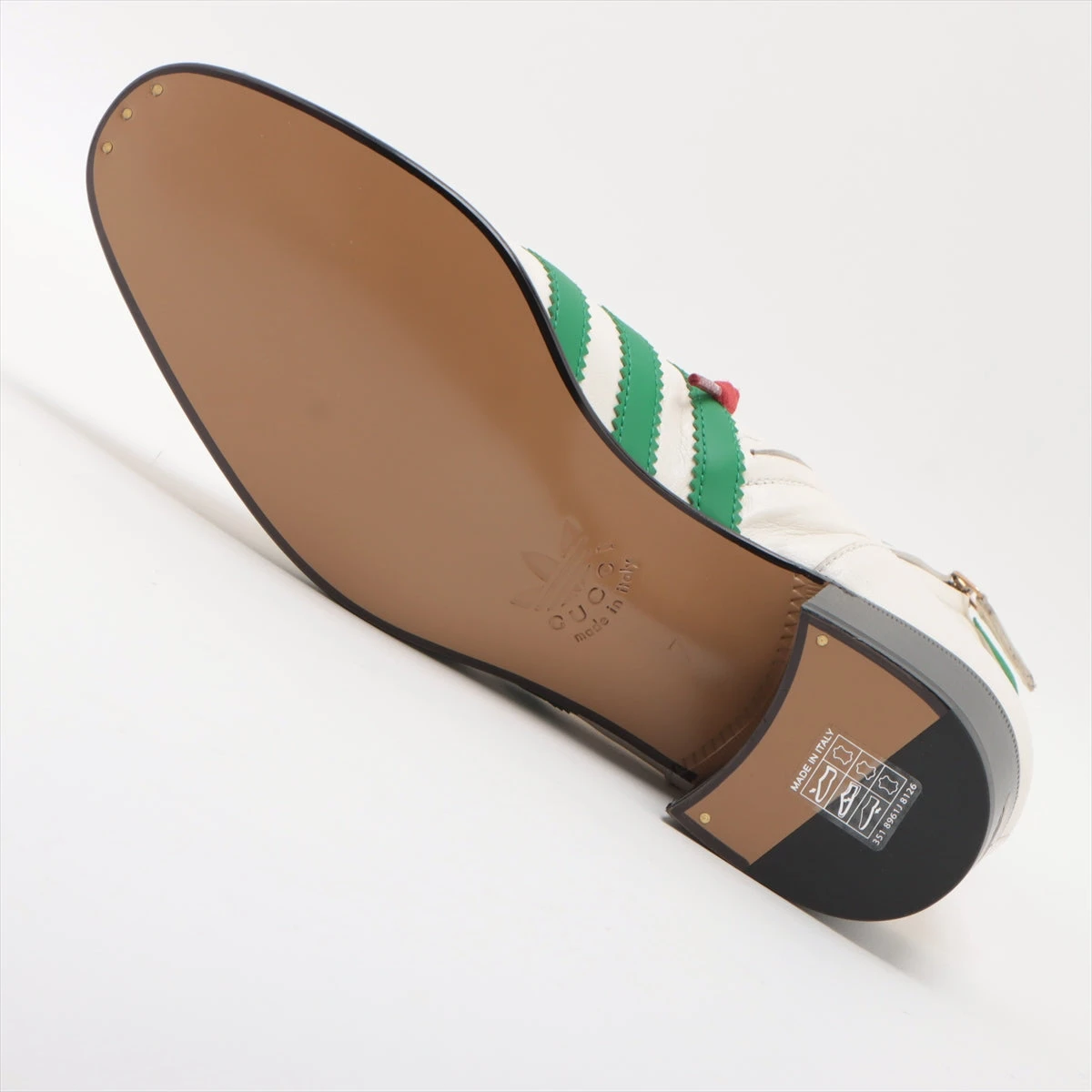 gucci adidas スリーストライプ レザー ヒール ブーツ グッチ×アディダス レザー ショートブーツ 4 1/2 ユニセックス