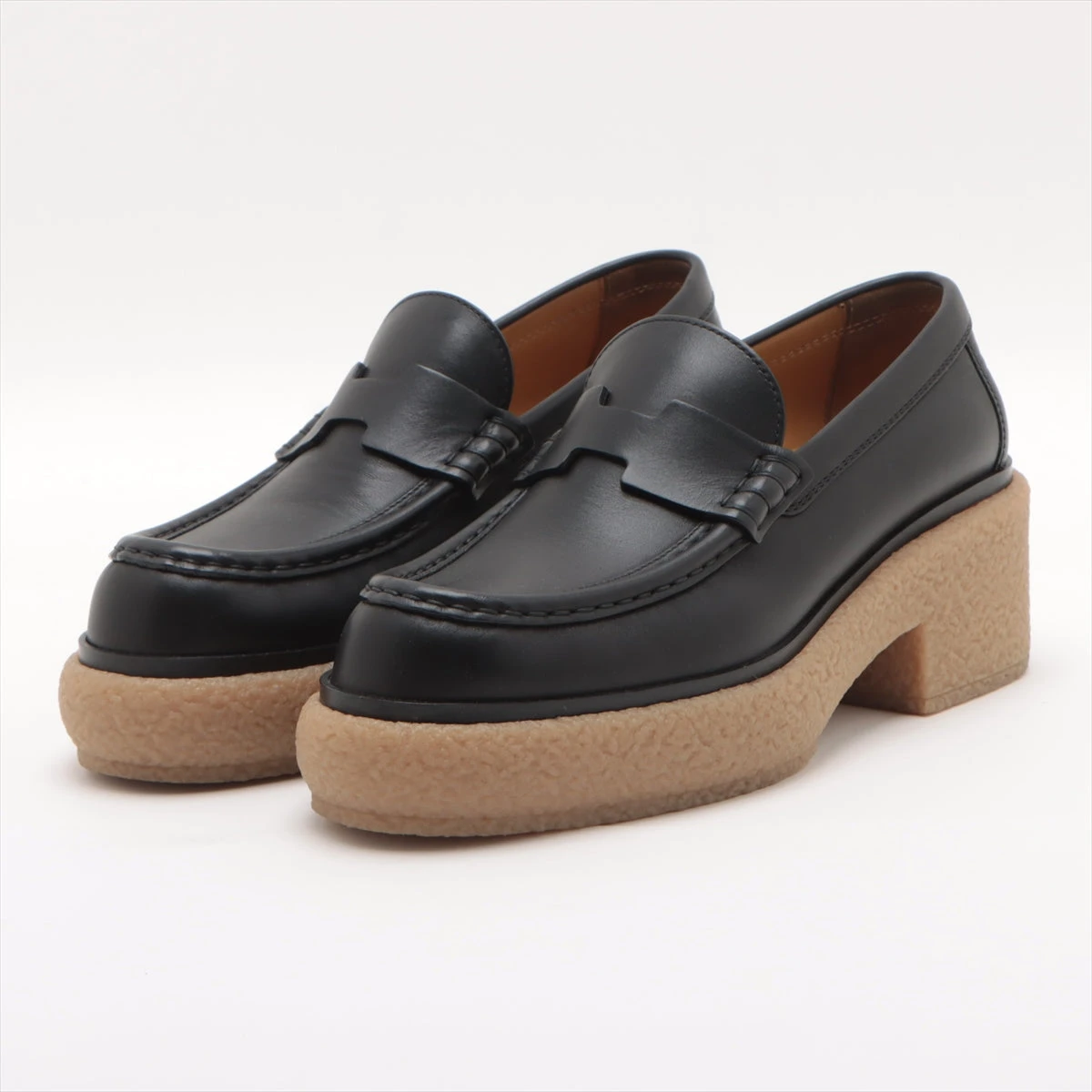 エルメス レザー ローファー サイズ不明 レディース ブラック 厚底