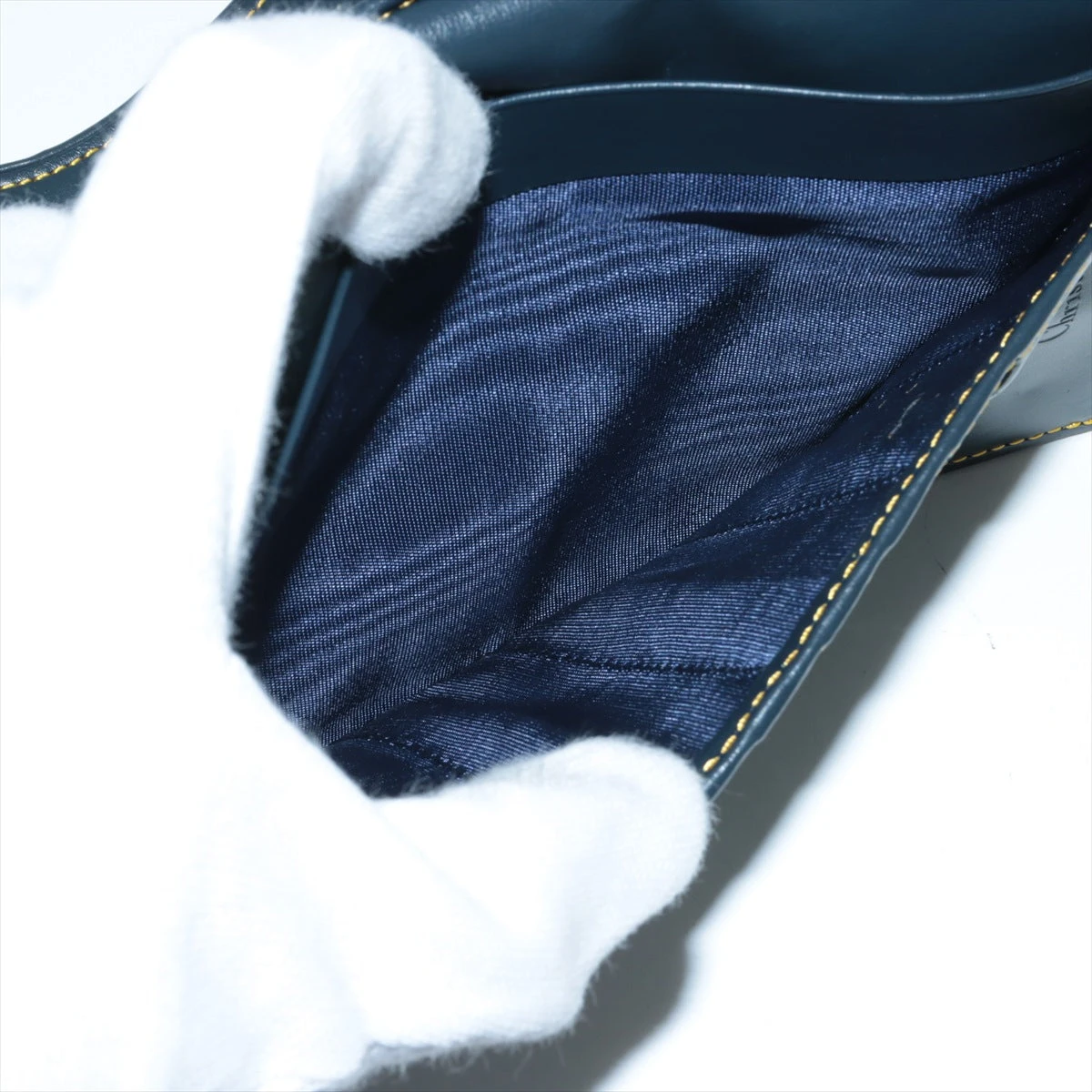 ディオール　三つ折り　長財布　トロッター柄　サドル　キャンバス×レザー　紺 クリスチャンディオール トロッター サドル キャンバス 長財布