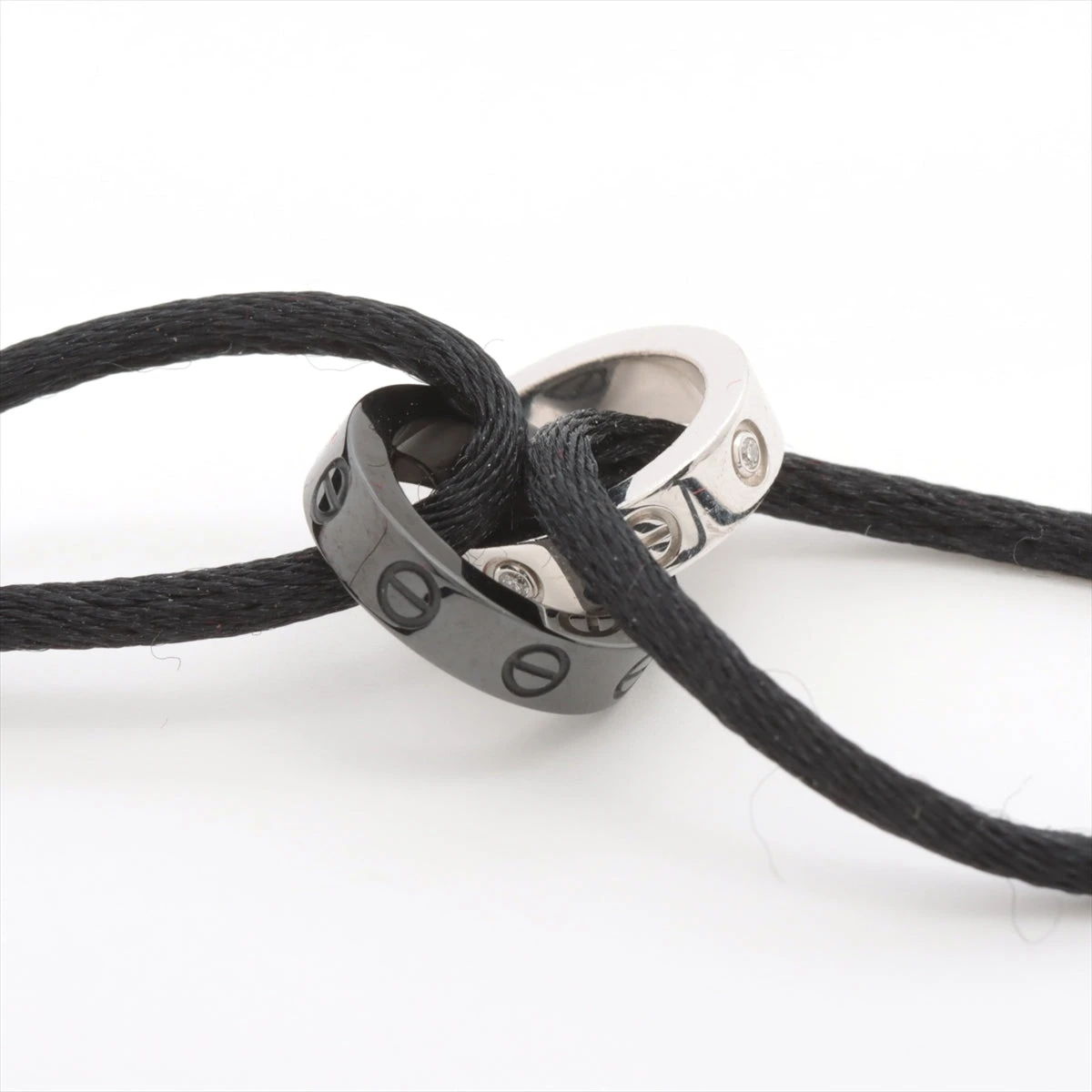 カルティエ ラブ ダイヤ コードブレスレット 750(WG)×セラミック