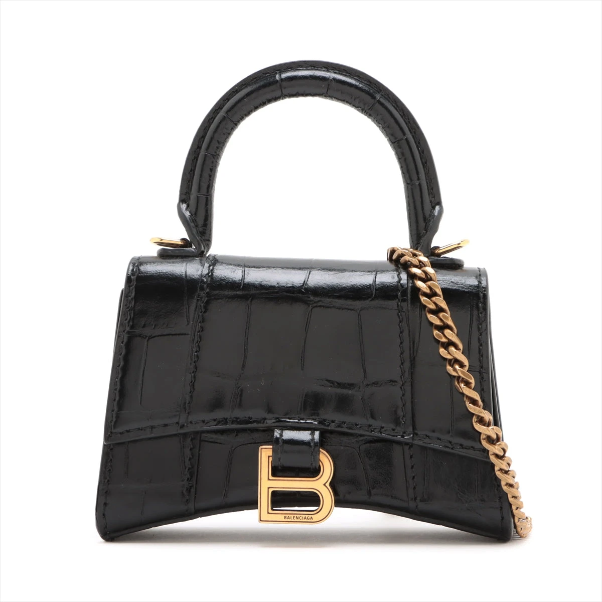 BALENCIAGA クロコ型押し　ブラック バレンシアガ ネオクラシック クロコ型押し 2WAYハンドバッグ