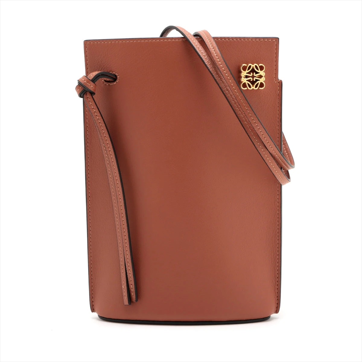 LOEWE ダイスポケット ブラウン ショルダーバッグ 保存袋付き ロエベ ダイスポケット レザー ショルダーバッグ ブラウン