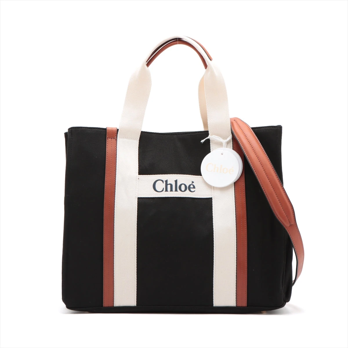Chloé キャンバストートバッグ ベージュ/ブラック クロエ Chloe バッグ （ベージュ） -靴＆ファッション通販