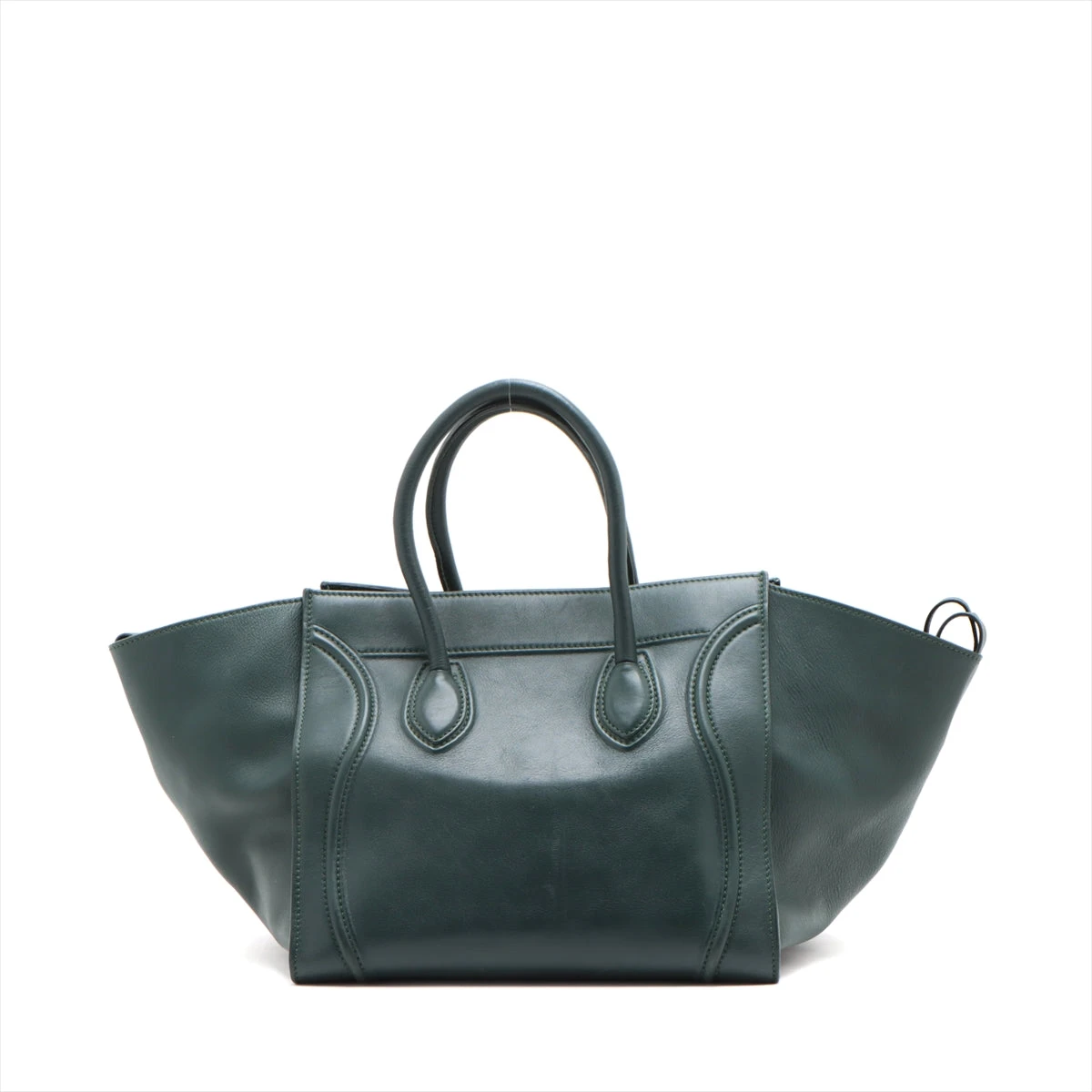 美品【Celine】ファントム レザーショッパーバッグ ミディアム セリーヌ ラゲージ ファントム レザー ハンドバッグ グリーン