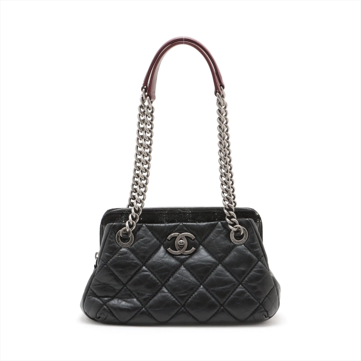 シャネル マトラッセ ヴィンテージカーフ×ツイード チェーンショルダー  