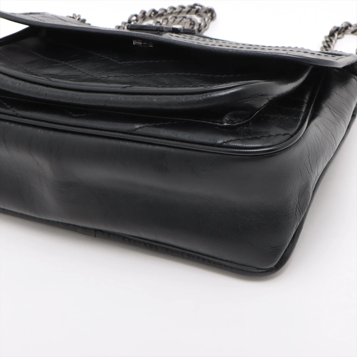 【美品】サンローランパリ　ボディバッグ　ロゴプレート　レザー　シルバー金具　黒 SAINT LAURENT サンローランパリ ボディバッグ 590076 GIV6E メンズ