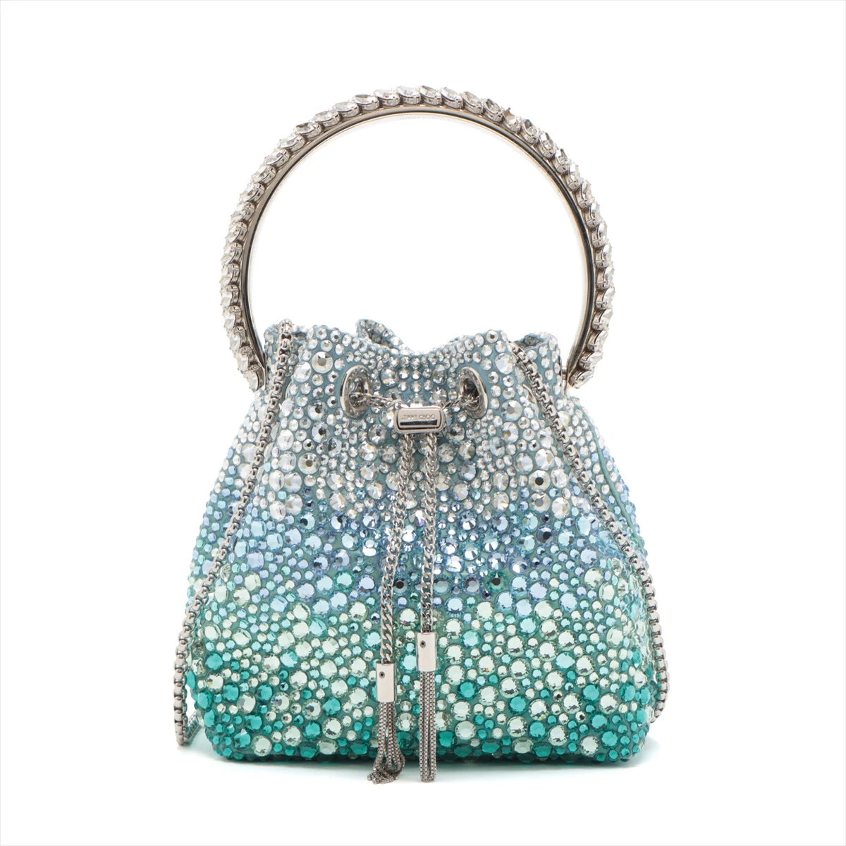 【定価35万】Jimmy Choo ジミーチュウ ボンボン サテン クリスタル クリスタルハンドル付き Ivory サテン・バッグ |BON BON |2021年