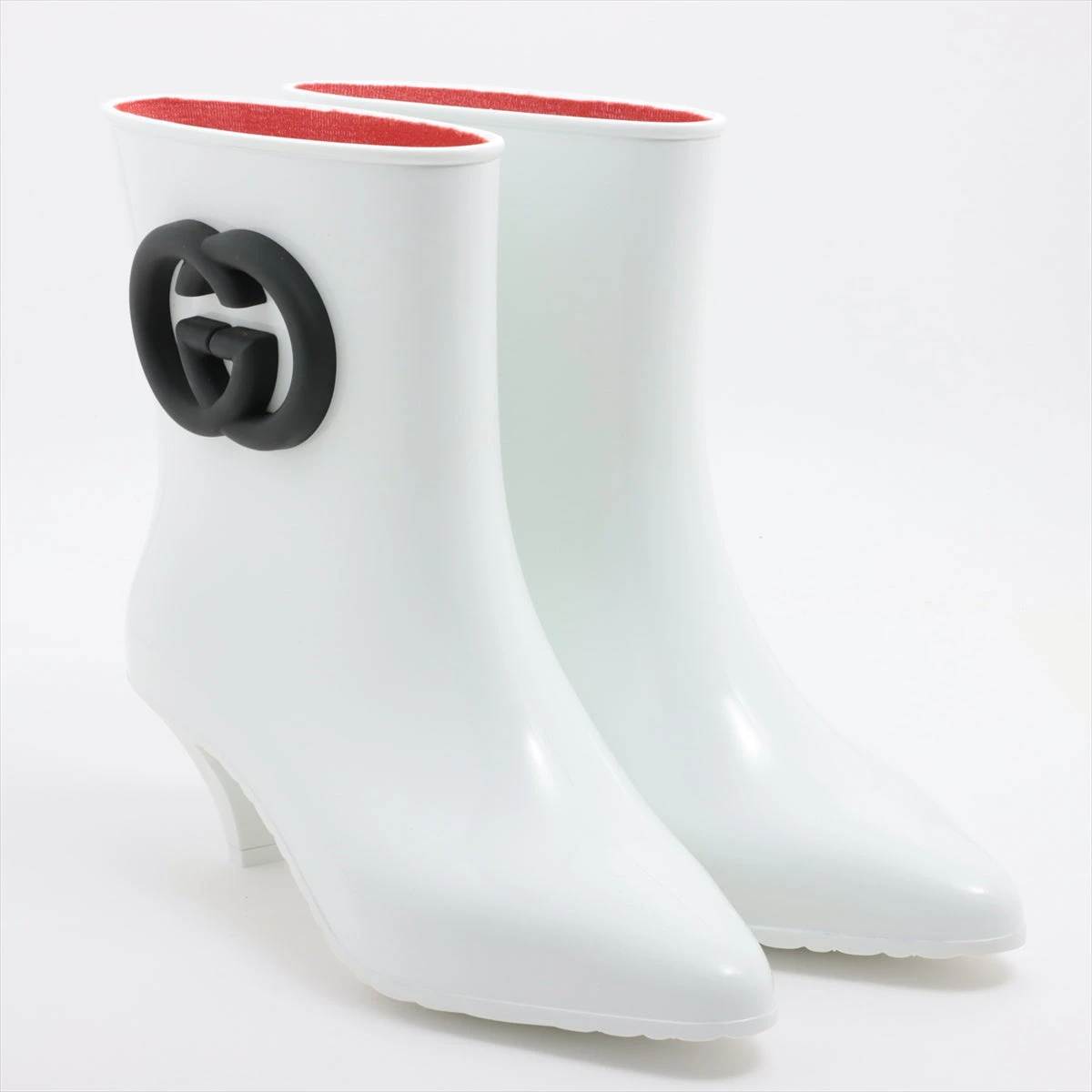 美品　GUCCI ラバーパンプス　インターロッキング　ベージュ レインパンプス 美品 GUCCI ラバーパンプス インターロッキング ベージュ レイン