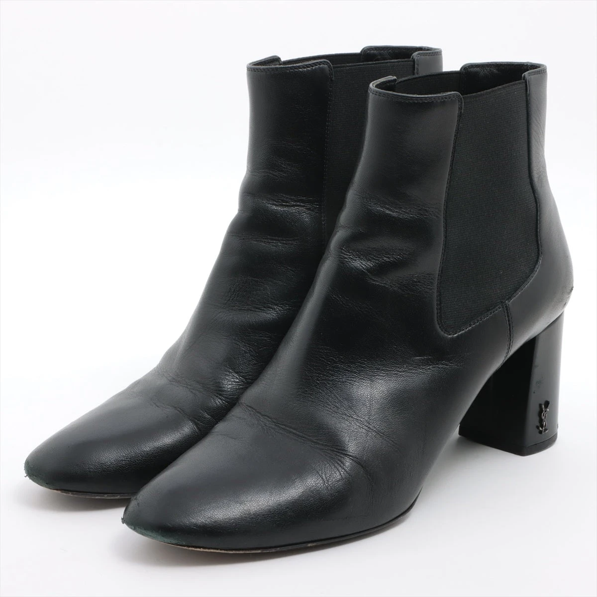 MBアイテム　ブラック サイドゴアブーツ レザー　サンローラン風 MBアイテム ブラック サイドゴアブーツ レザー サンローラン風