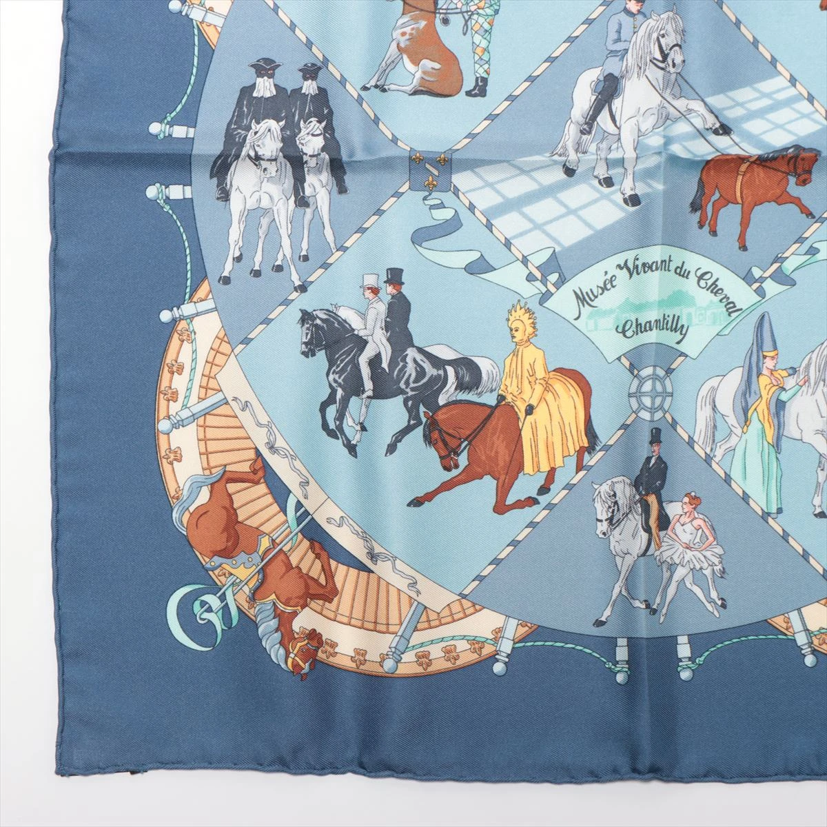 極美品 エルメス カレ90 プリーツ スカーフ シャンティイ城馬の博物館 箱説付 HERMES エルメス カレ 90 Musee Vivant du Cheval Chantilly