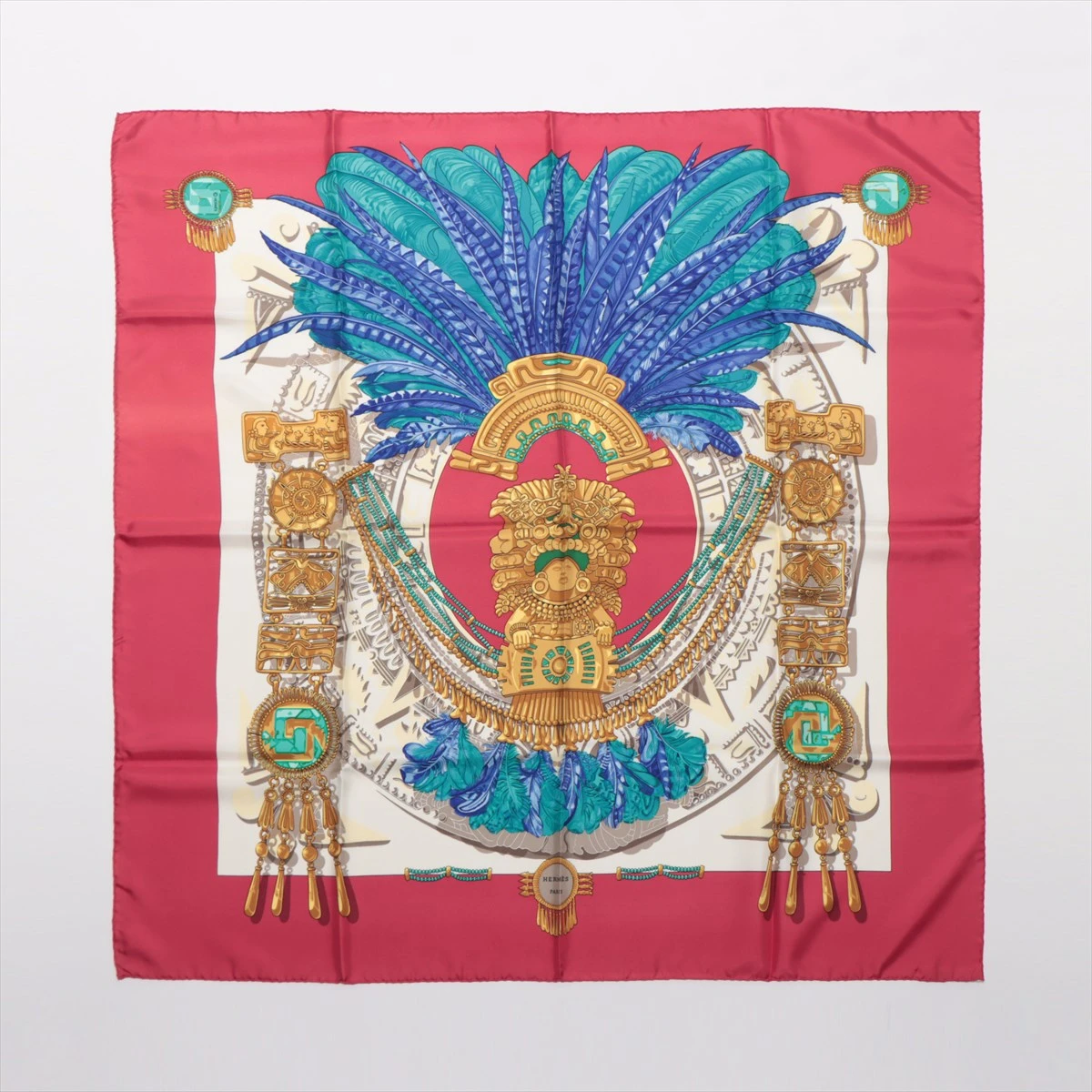 HERMES エルメス スカーフ カレ90 MEXIQUE メキシコ レッド エルメス カレ90 MEXIQUE メキシコ スカーフ シルク レッド