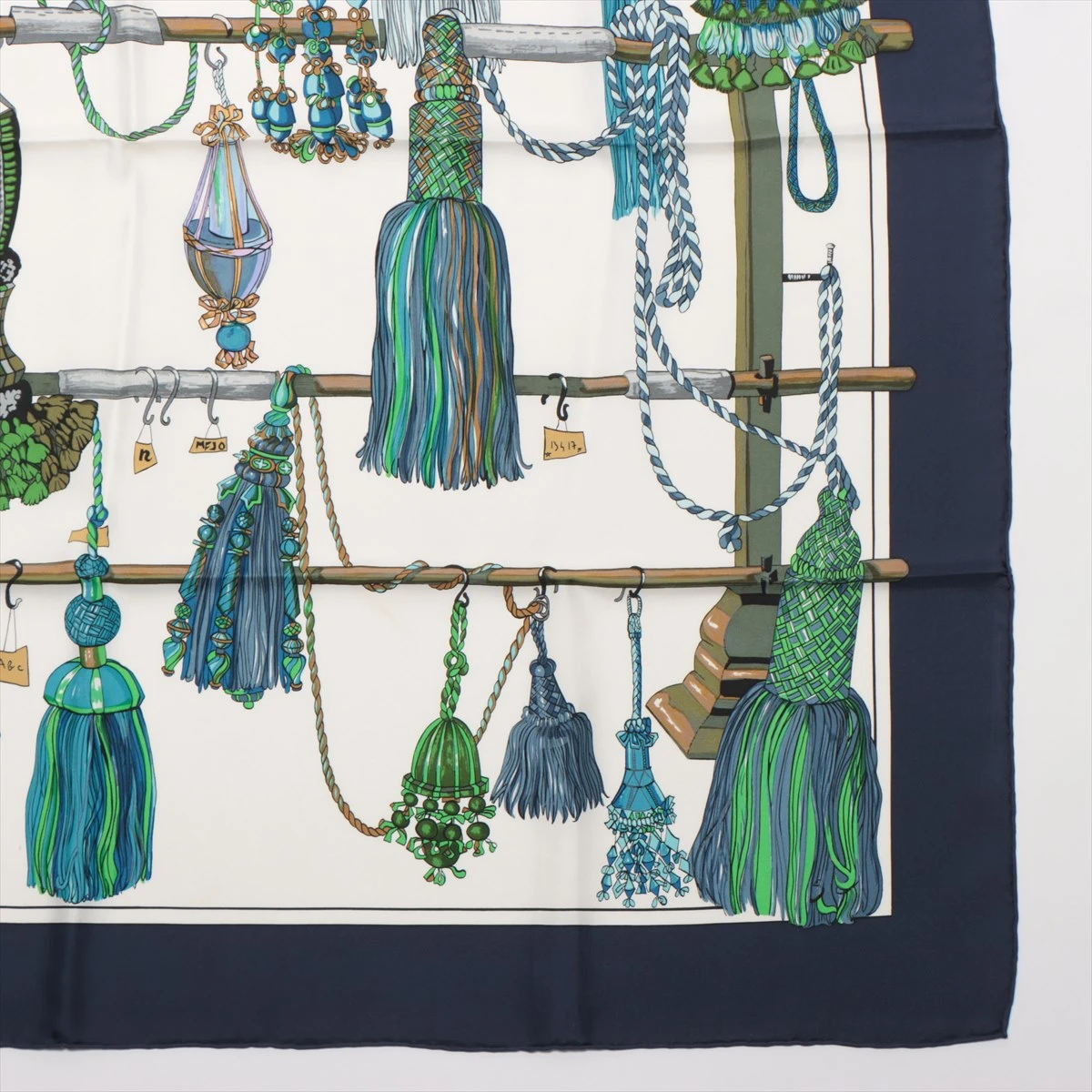 エルメス カレ90 PASEMENTERIE 紐飾り スカーフ シルク ブルー