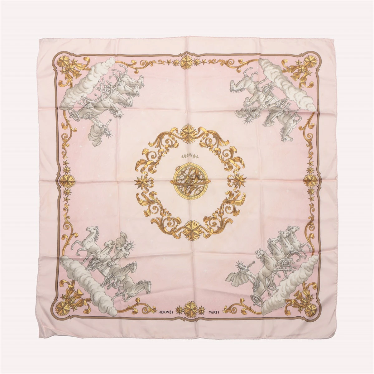 エルメス カレ90 COSMOS 宇宙観 スカーフ シルク ピンク