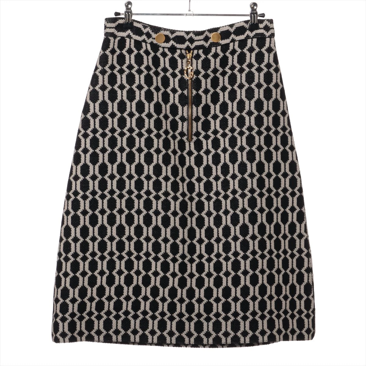 グッチ ウール ニットスカート 40 レディース ブラック×ホワイト