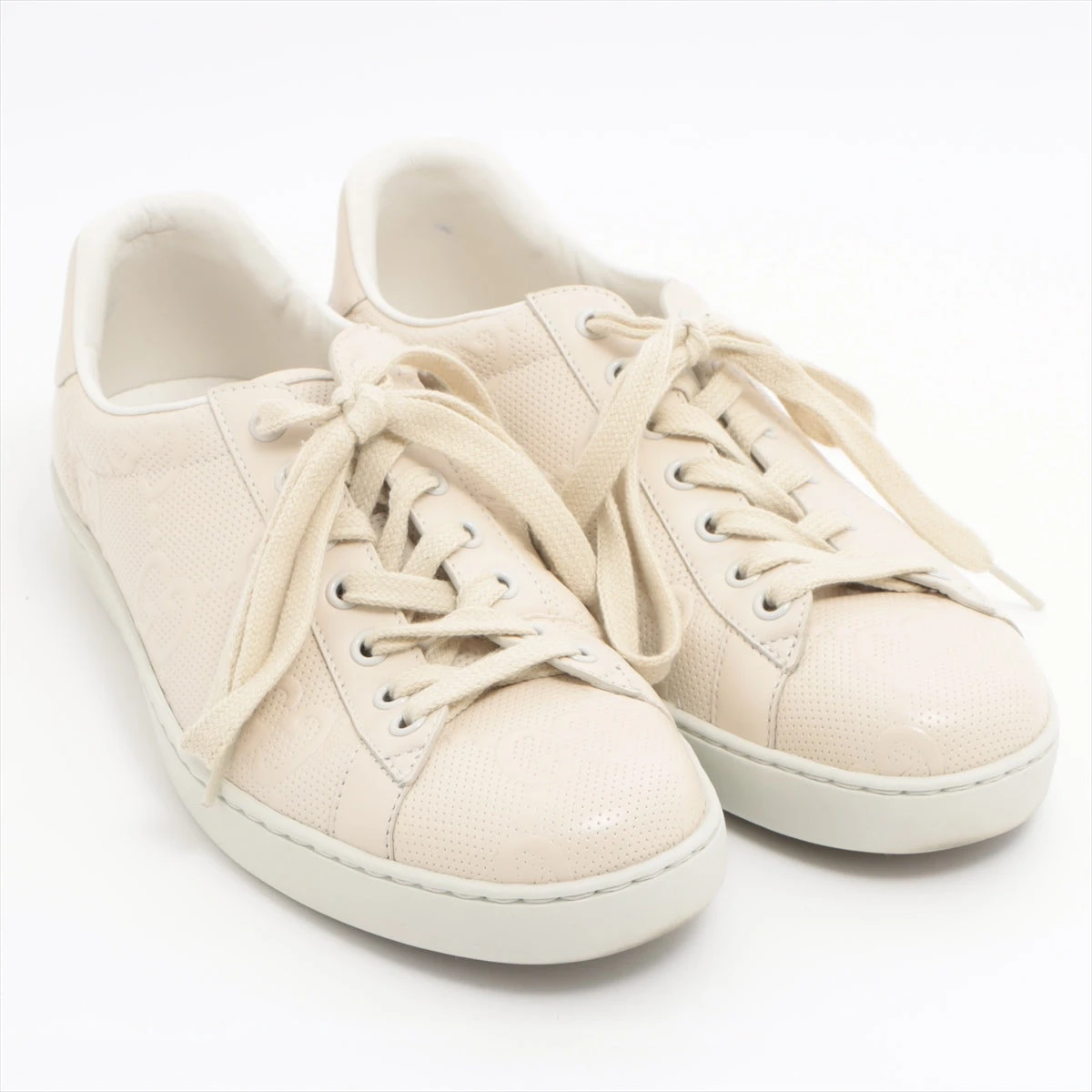 グッチ GGエンボス レザー スニーカー 6 1/2 メンズ アイボリー