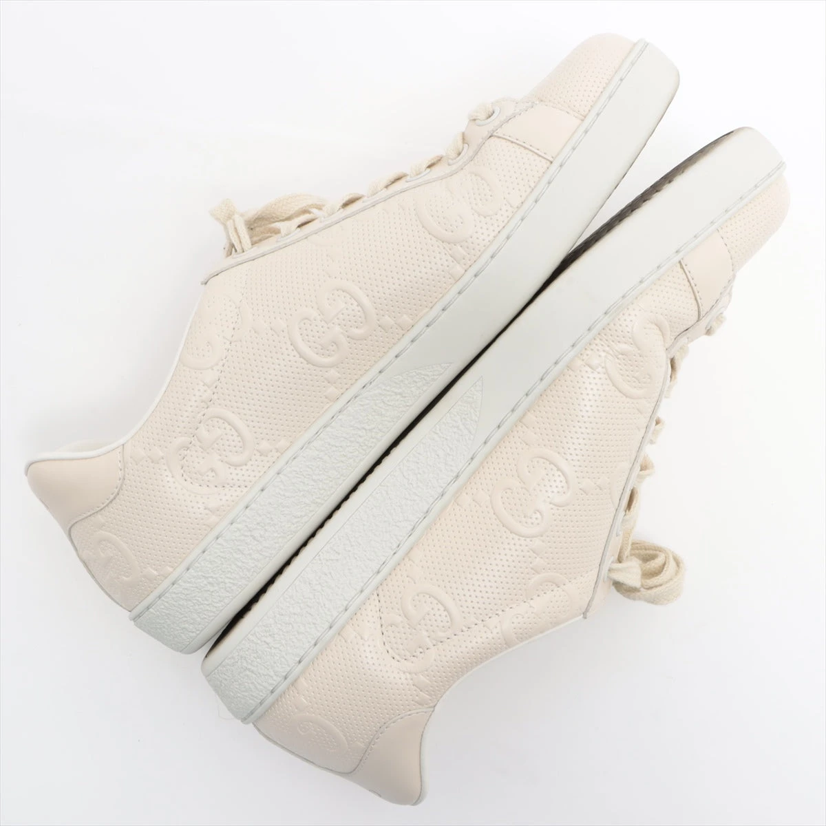ああ様 ⭐︎専→用 グッチ GGエンボス レザー スニーカー 6 1/2 メンズ アイボリー