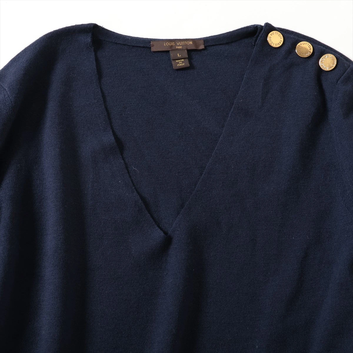 ルイヴィトン ニット カットソー コットン カシミヤ シルク ネイビー