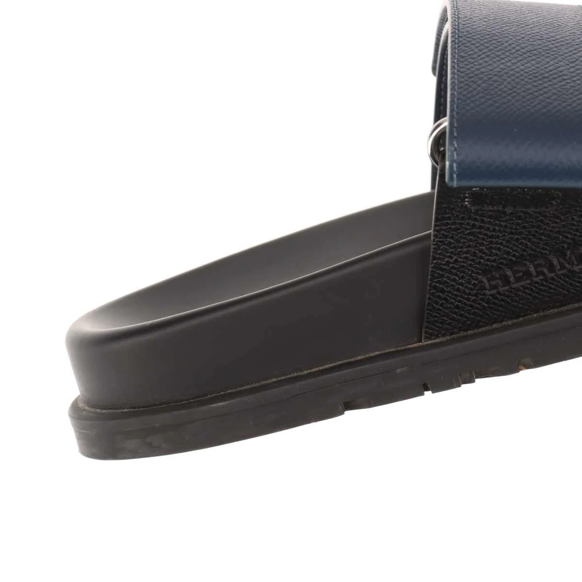 HERMES ネイビー レザー サンダル 保存袋付き エルメス シプレ レザー サンダル 42.5 メンズ ブラック