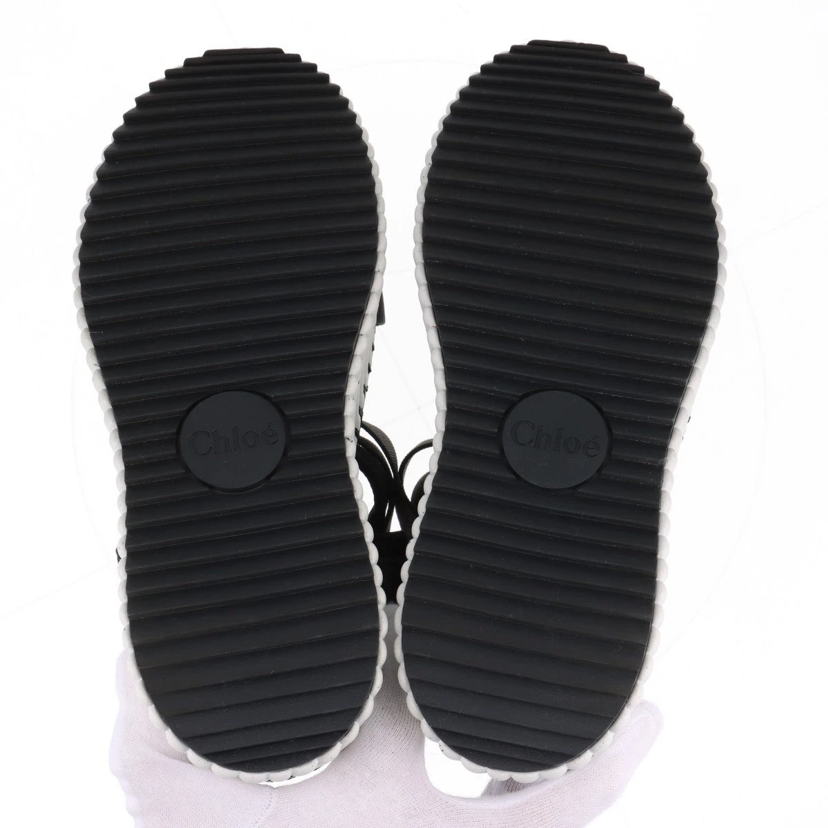 クロエ Nama ファブリック ウェッジソールサンダル 36