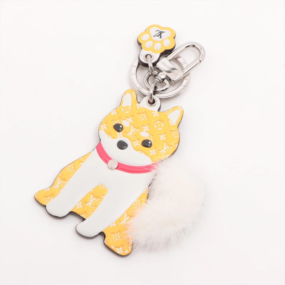 ルイヴィトン キーホルダー LVキャット チャーム ホワイト　ブラウン レザー ルイヴィトン キーホルダー LVキャット チャーム ホワイト