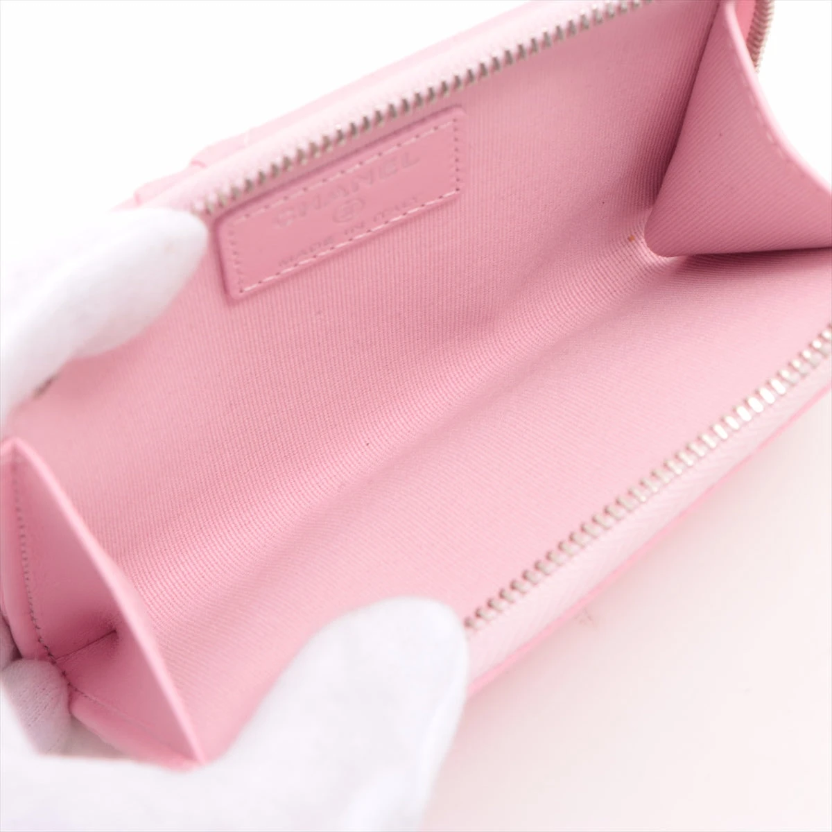 シャネル マトラッセ ラムスキン フラグメントケース ピンク シルバー