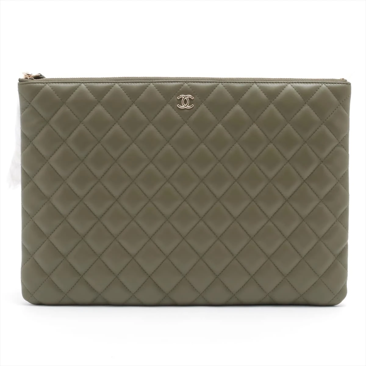 CHANEL シャネル クラッチバッグ マトラッセ ラムスキン シルバー金具 シャネル マトラッセ ラムスキン クラッチバッグ カーキ