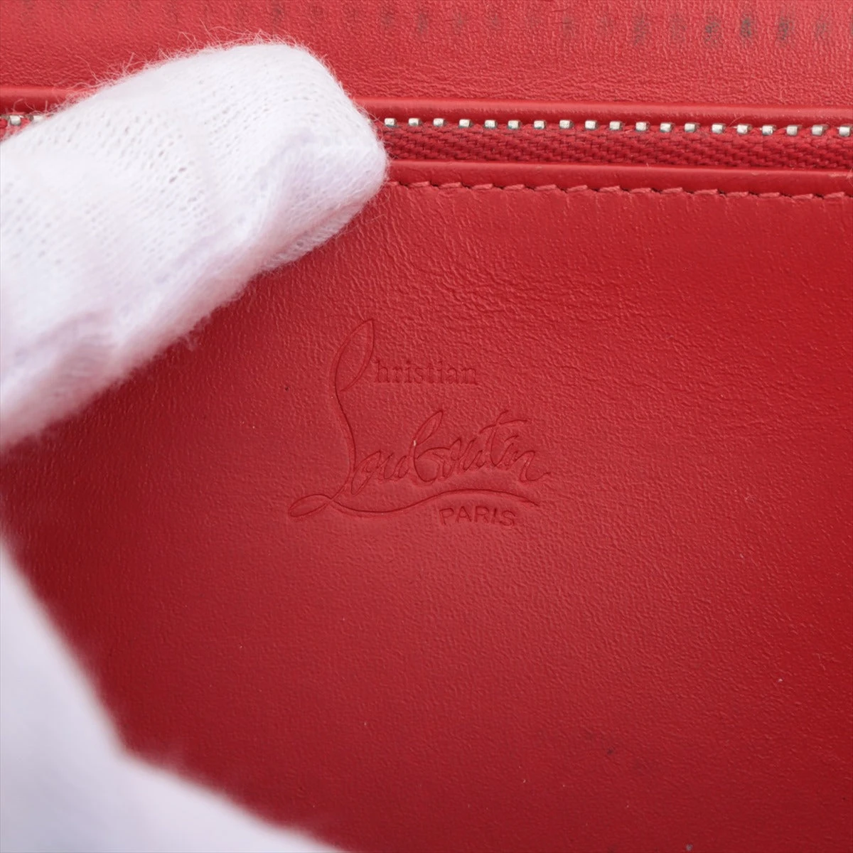 クリスチャンルブタン ロックスタッズスパイク レザー ラウンドジップ