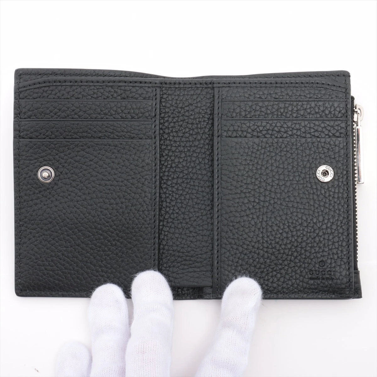 グッチ 795292 レザー 二つ折り財布 ブラック A3029792｜中古